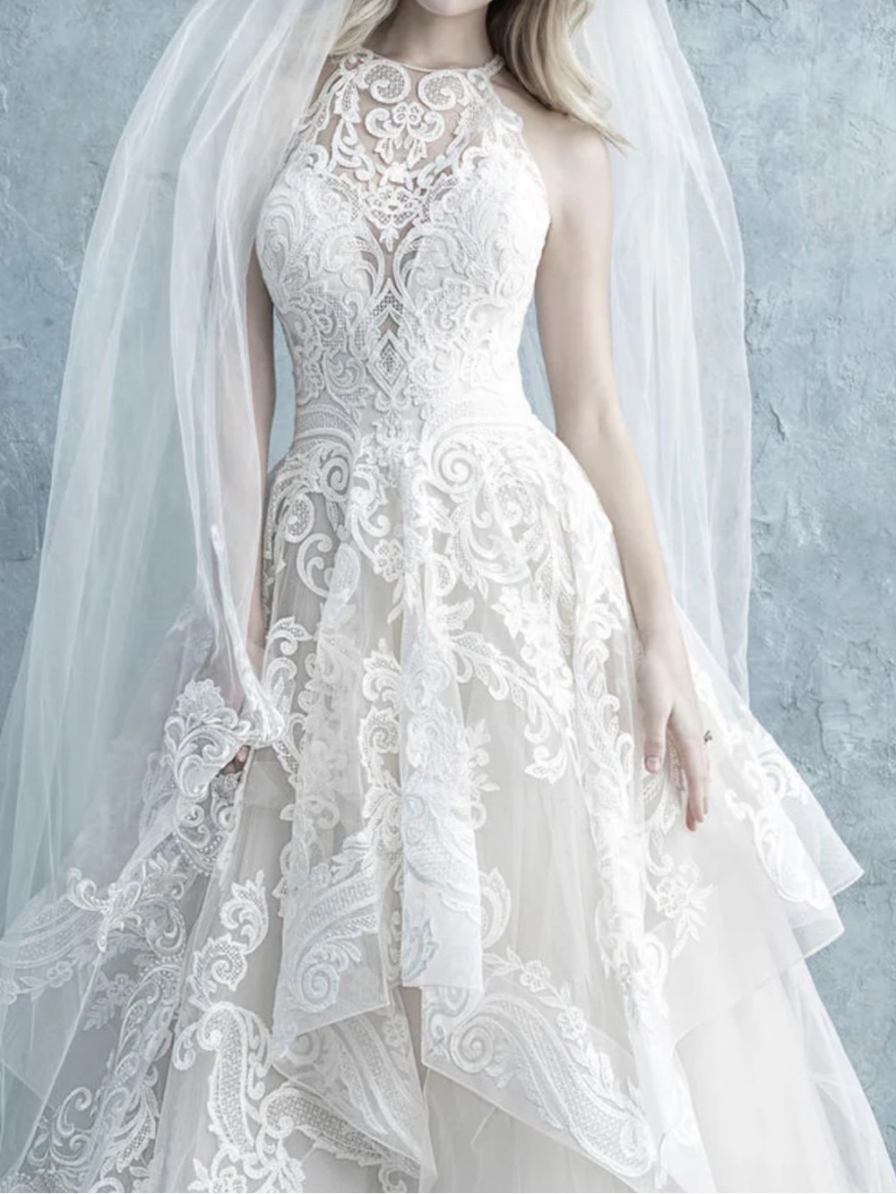 Allure 9652 - NWT Halter Lace Applique Ball Gown Wedding Dress in Ivory